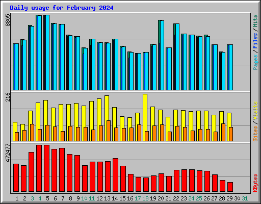 Daily usage for February 2024